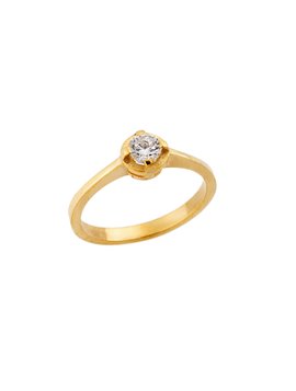 Δαχτυλίδι Μονόπετρο από Κίτρινο Χρυσό Κ14 με Ζιργκόν