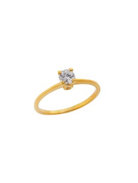 Δαχτυλίδι Γάμου Μονόπετρο από Κίτρινο Χρυσό Κ14 με Ζιργκόν