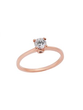 Δαχτυλίδι Γάμου Μονόπετρο από Ροζ Χρυσό Κ9 με Ζιργκόν