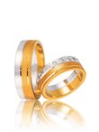 Χρυσές Δίχρωμες Βέρες Γάμου ΣΤΕΡΓΙΑΔΗΣ σε 14Κ με Διαμάντια