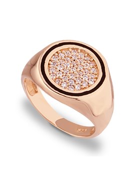 Δαχτυλίδι Σεβαλιέ Ροζ Χρυσό 9Κ με Ζιργκόν