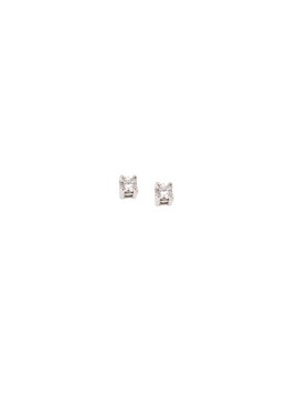 Σκουλαρίκια Μονόπετρα από Χρυσό 14Κ σε Λευκό Χρώμα με Ζιργκόν