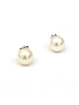 Σκουλαρίκια από Χρυσό 14Κ σε Λευκό Χρώμα με Μαργαριτάρια