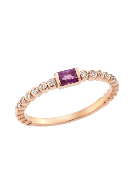 Δαχτυλίδι Μονόπετρο με Διαμάντια και Ρουμπίνι 18Κ σε Ροζ Χρυσό