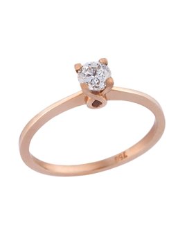 Δαχτυλίδι Μονόπετρο με Διαμάντι 18Κ σε Ροζ Χρώμα