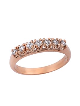 Δαχτυλίδι Σειρέ Κ18 Ροζ με Διαμάντια