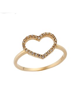 Δαχτυλίδι Καρδιά Κ9 Κίτρινο με Ζιργκόν