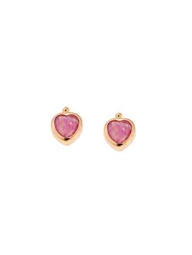 Σκουλαρίκια Κ9 Χρυσά με Ροζ Συνθετική Πέτρα 