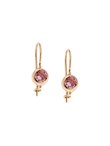 Σκουλαρίκια Κ9 Χρυσά με Ροζ Ημιπολύτιμη Πέτρα