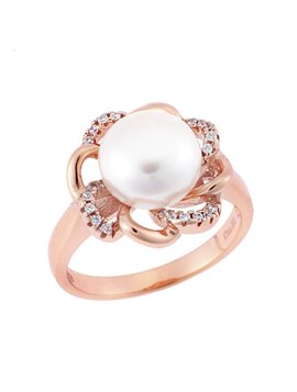 Ασημένιο Δαχτυλίδι με Μαργαριτάρι 925 σε Ροζ Χρώμα 