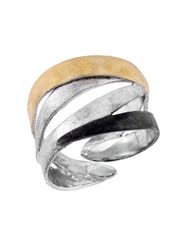Δαχτυλίδι Χειροποίητο Ασημένιο 925 Τρίχρωμο